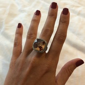 Silver topaz antique ring